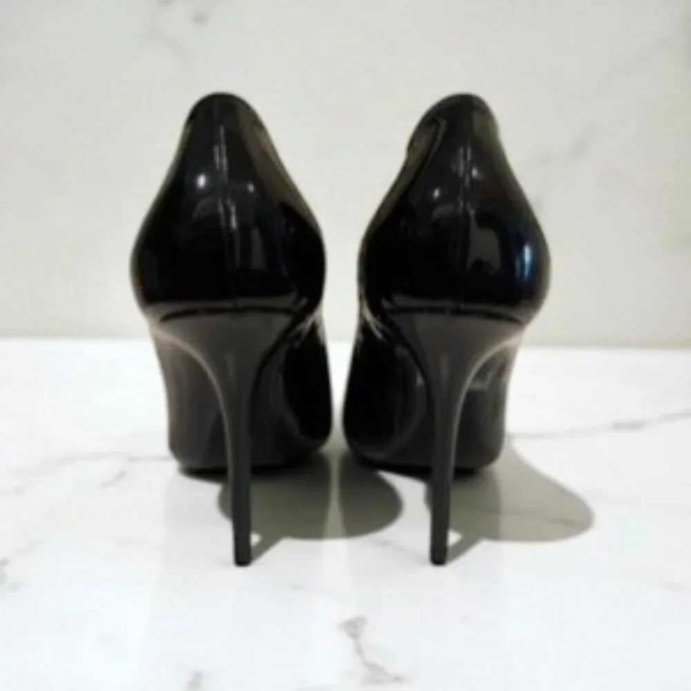 NIB Auenthic Saint Laurent Square Toe Black Pump Heel Sandal - Picture 3 of 3